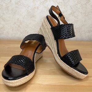 Goserce Black Espadrille Wedge Sandals Women’s Size 10 Ankle Strap Platform